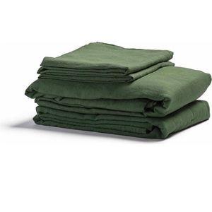 NW/T Piglet in Bed King Size Linen Sheets in Forest Green